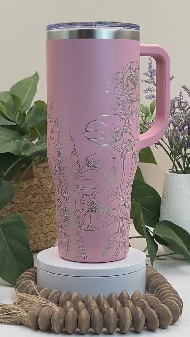 Calla Lilies and Roses Tumbler Wrap SVG | 40oz Laser Engraving File | Rotary Engrave Digital Design | Floral SVG Design