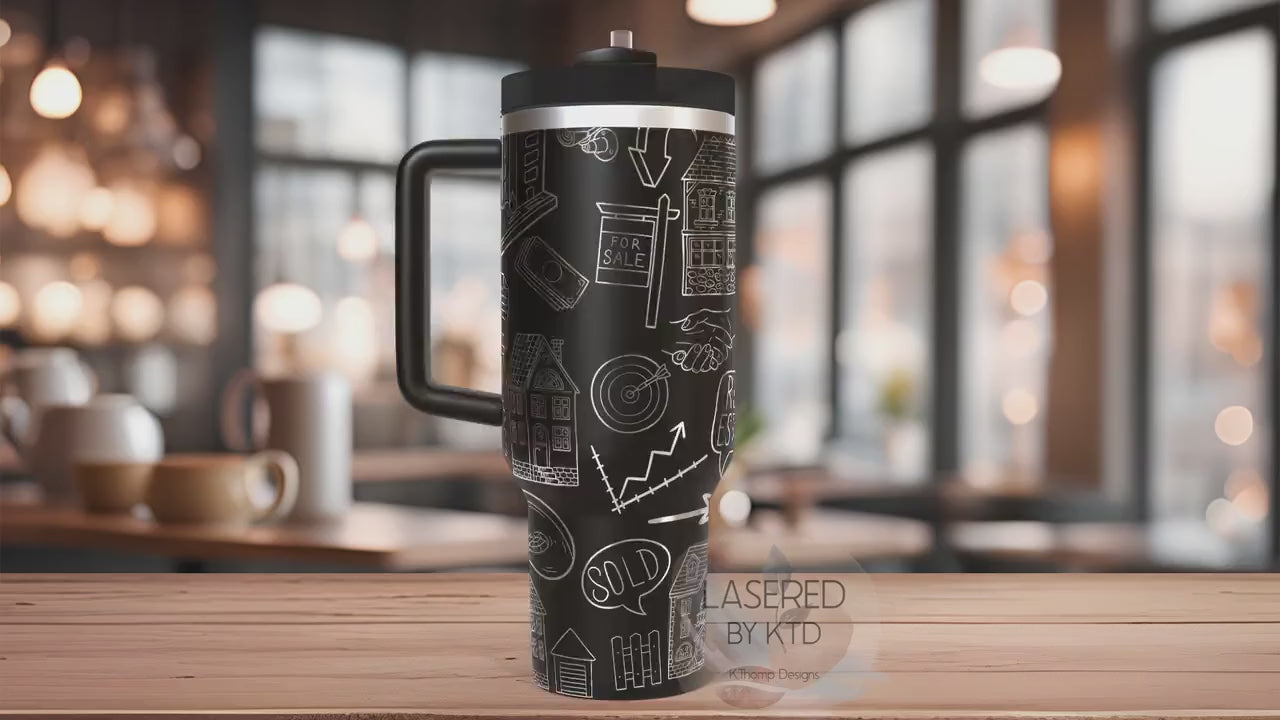 Real Estate Agent New Home Buying  Tumbler Wrap SVG | 40oz Laser Engraving File | Rotary Ready Digital Design | Career Gift SVG