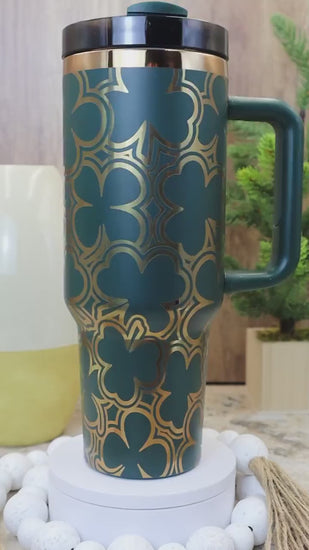 Shamrocks Burst Laser Engraved Full Wrap Design 40oz Tumbler, Digital Download, Seamless SVG For Laser Rotary