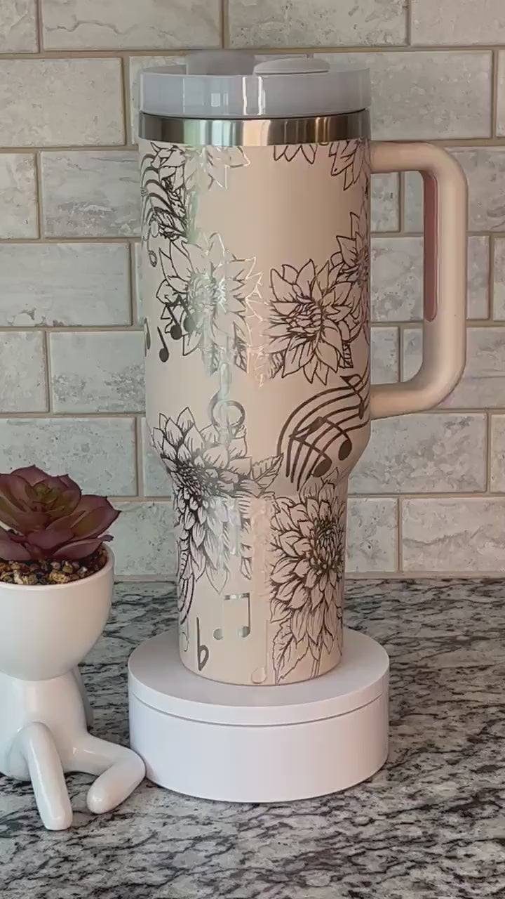 When Words Fail Music Speaks Floral Tumbler Wrap SVG | 40oz Laser Engraving File | Rotary Ready Digital Design | Career Gift SVG