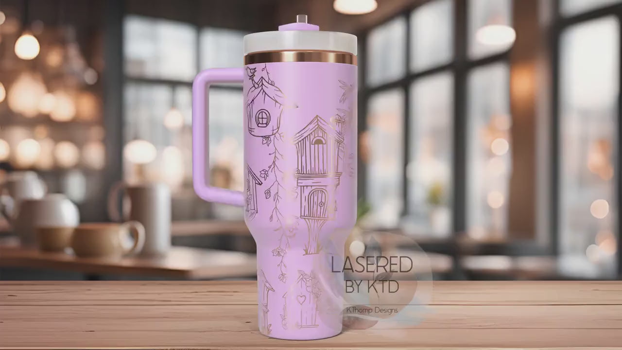 Birdhouses Tumbler Wrap SVG | 40oz Laser Engraving File | Rotary Ready Digital Design | Western Farm SVG