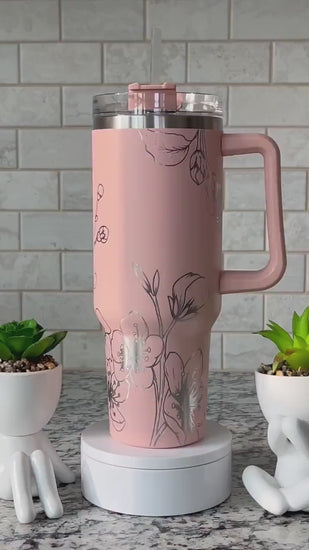 Cherry Blossom Tumbler Wrap SVG | 40oz Laser Engraving File | Rotary Engrave Digital Design | Floral SVG Design