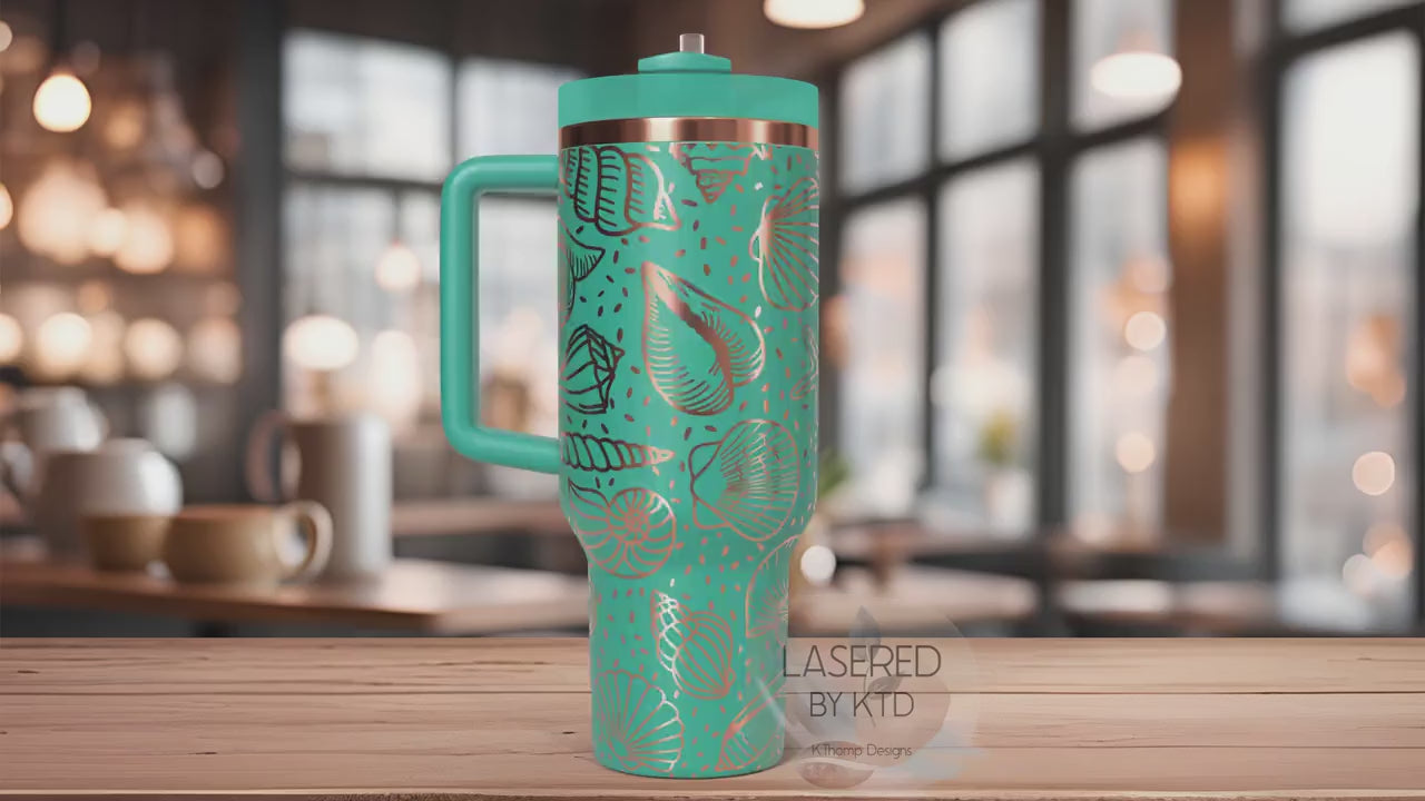 Seashells Beach Vacation Summer Tumbler Wrap SVG | 40oz Laser Engraving File | Rotary Ready Digital Design | Ocean Nautical SVG