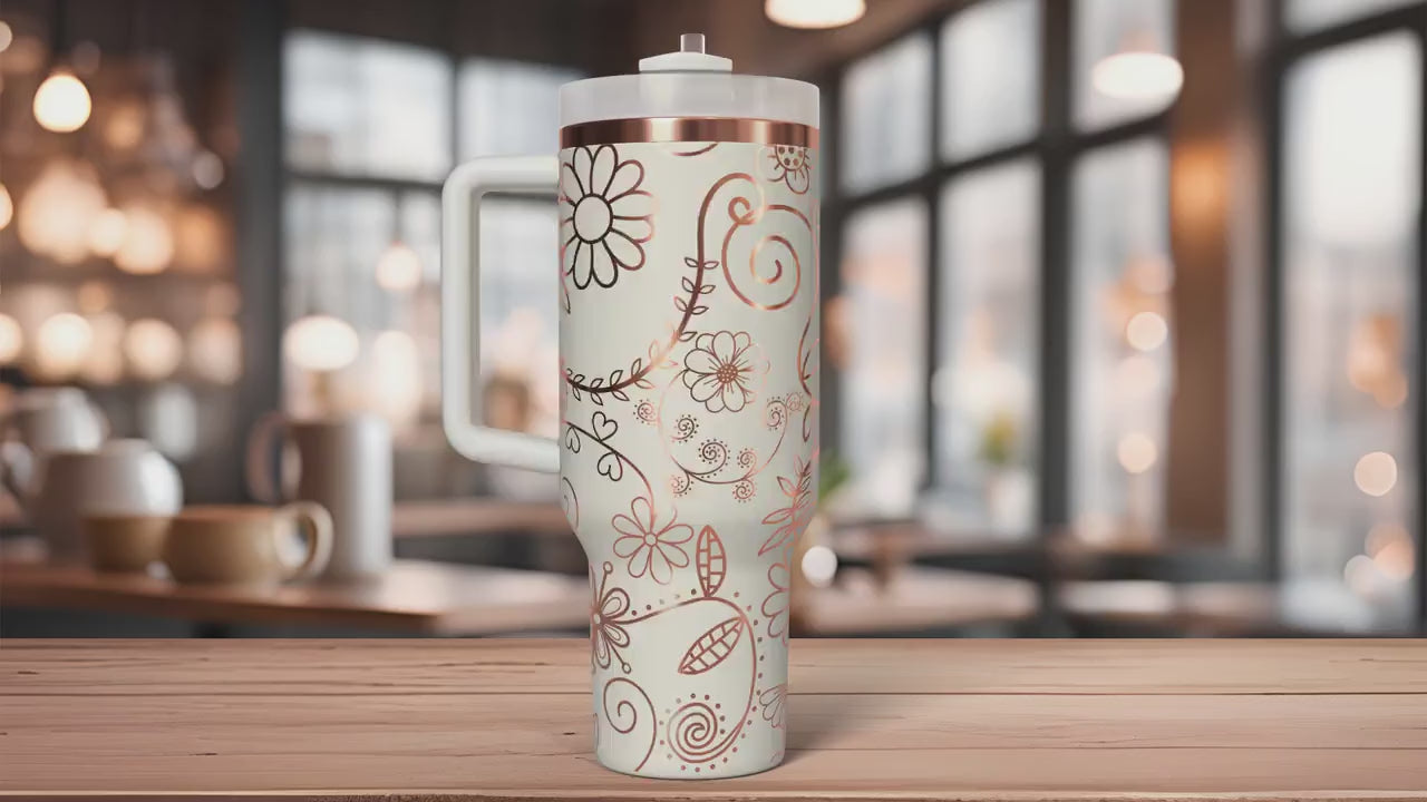 Swirly Spring Floral Tumbler Wrap SVG | 40oz Laser Engraving File | Rotary Engrave Digital Design | Floral SVG Design