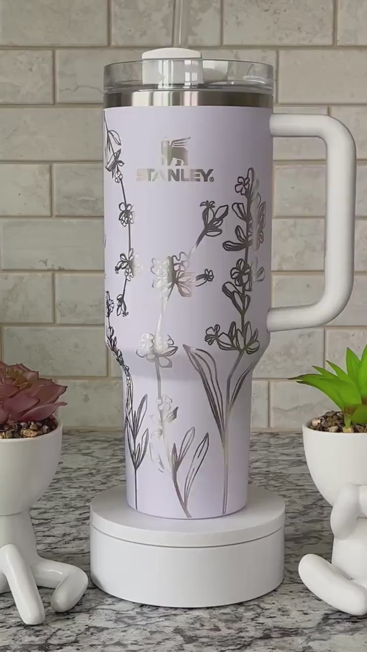 Lavender Tumbler Wrap SVG | 40oz Laser Engraving File | Rotary Engrave Digital Design | Floral SVG Design