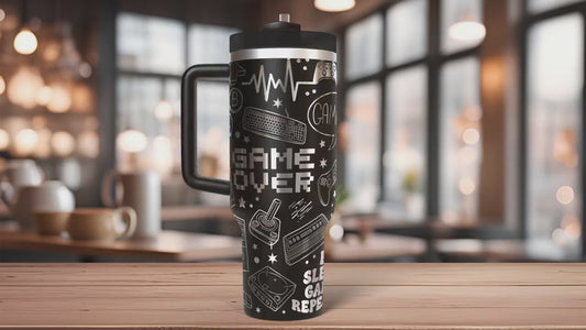 Gamer Video Game Tumbler Wrap SVG | 40oz Laser Engraving File | Rotary Ready Digital Design | Hobby Travel SVG