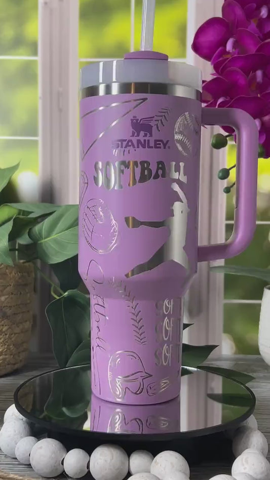 Softball Sports Tumbler Wrap SVG | 40oz Laser Engraving File | Rotary Ready Digital Design | Sports Fan SVG