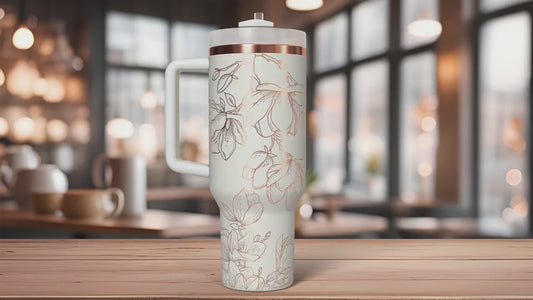 Spring Magnolias Floral Tumbler Wrap SVG | 40oz Laser Engraving File | Rotary Engrave Digital Design | Floral SVG Design
