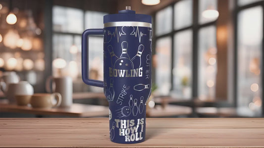 Bowler Bowling League Tumbler Wrap SVG | 40oz Laser Engraving File | Rotary Ready Digital Design | Sports Fan SVG