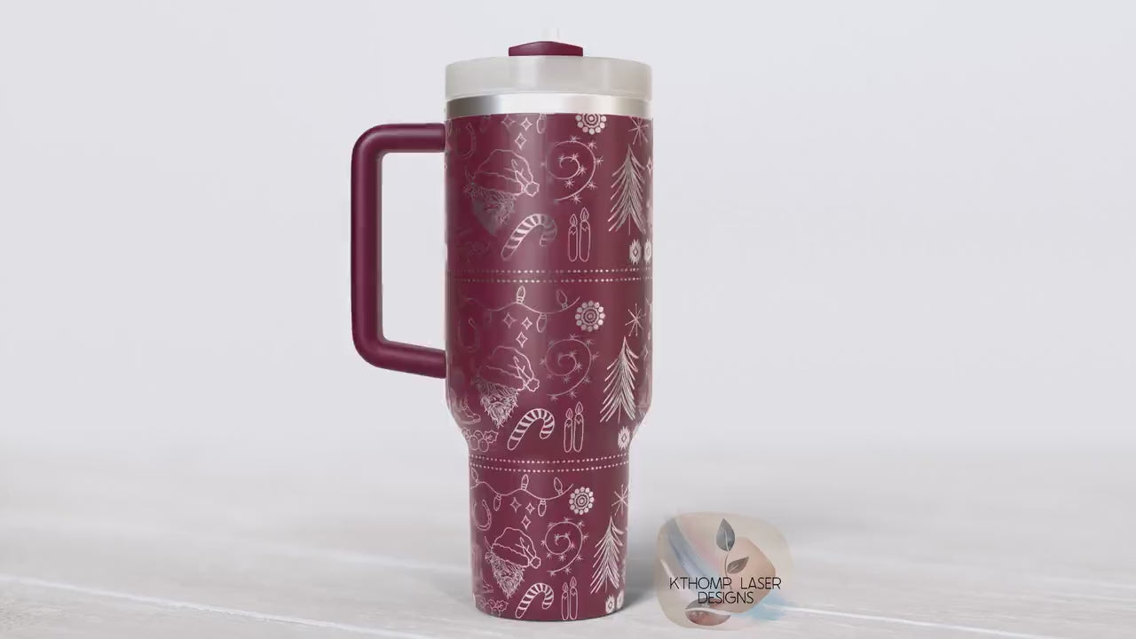Country Christmas Highland Cow Holiday Tumbler Wrap SVG | 40oz Laser Engraving File | Rotary Ready Digital Design | Seasonal SVG
